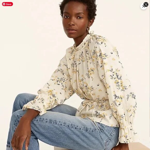 J.Crew tie waist top in budding floral - Picture 2 of 7